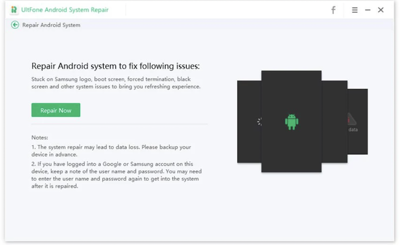 UltFone Android 系統修復大師，立即修復