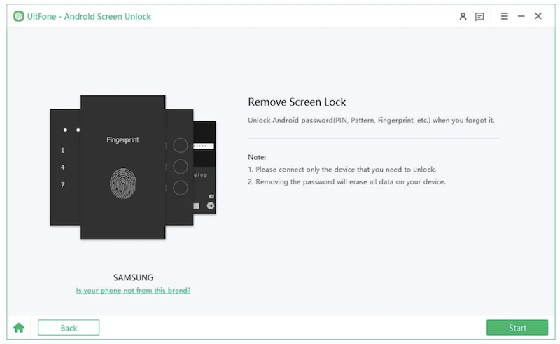 UltFone Android Unlock，移除螢幕鎖定