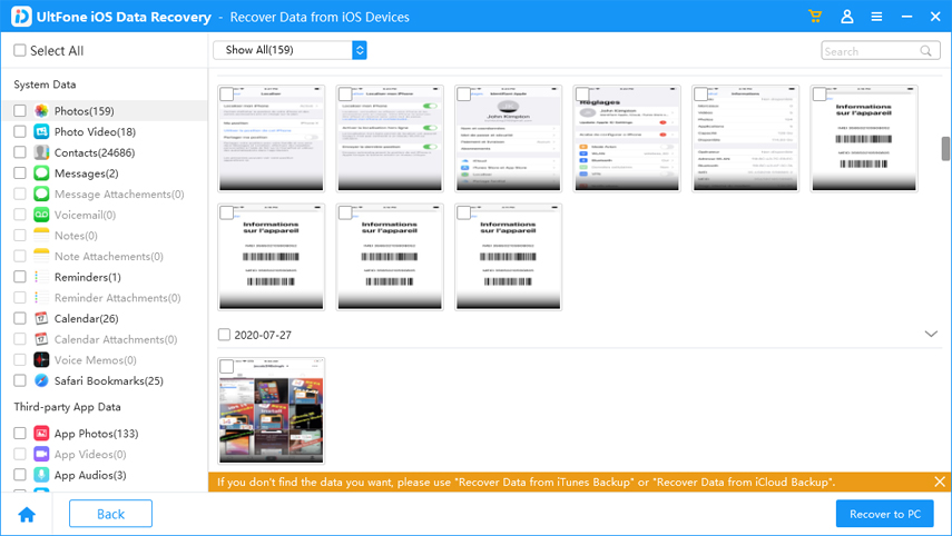 UltFone iOS資料救援工具，恢復數據到電腦
