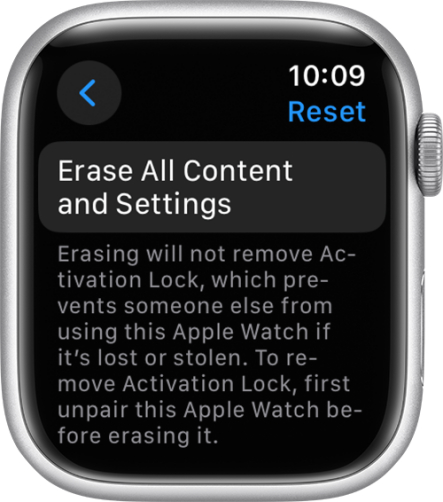 Apple Watch erase all setting