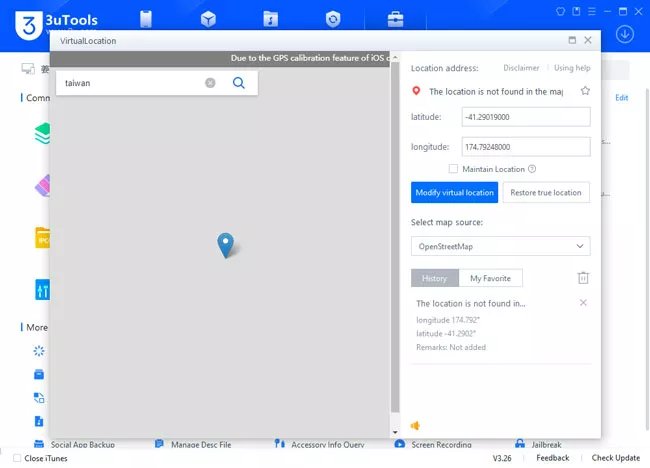 在地圖搜尋框輸入想要設定的位置