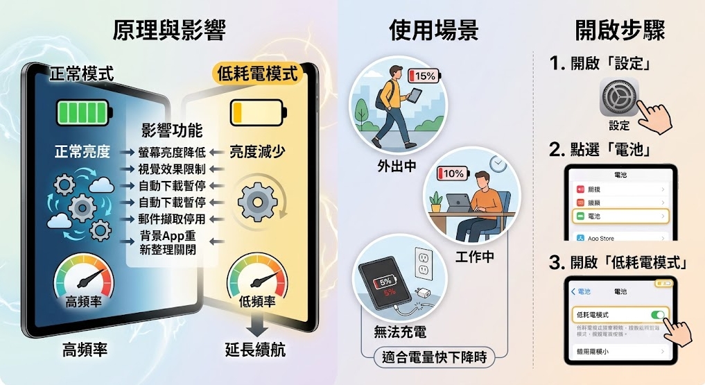 ipad 耗電很快開啟低耗電模式