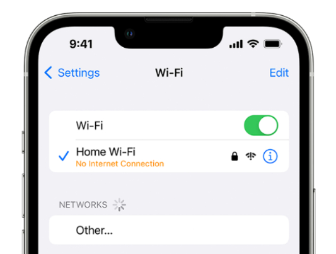 iphone wifi no internet connection