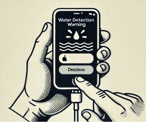 iPhone showing a water detection warning