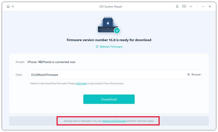 UltFone iOS 系統修復大師，固件下載