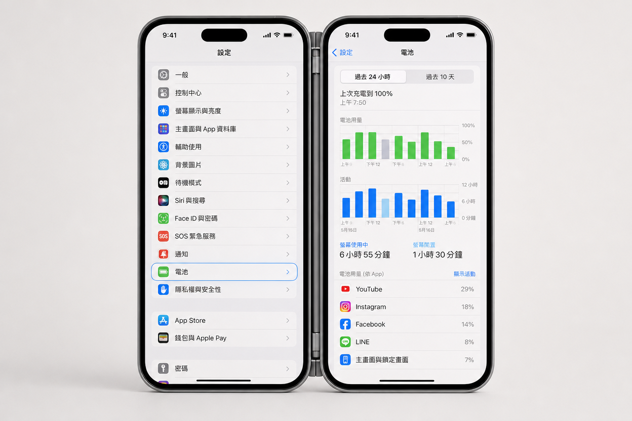 iPhone duo 查看電池用量