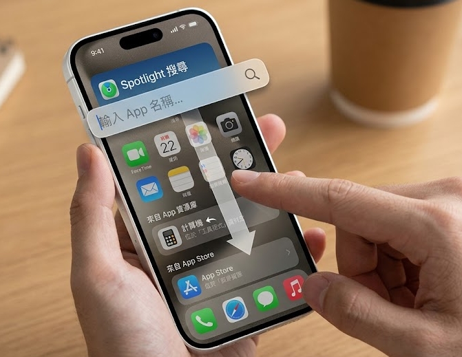 使用 Spotlight 搜尋找回消失的 App