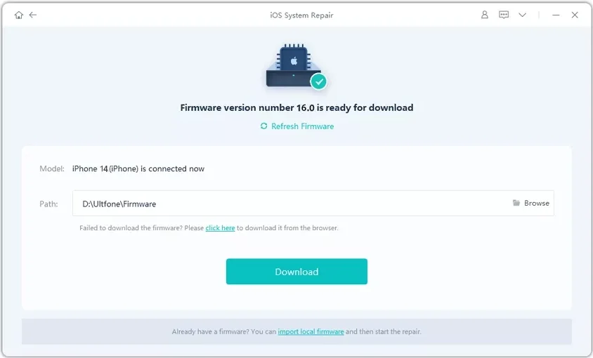 UltFone iOS系統修復大師，固件下載