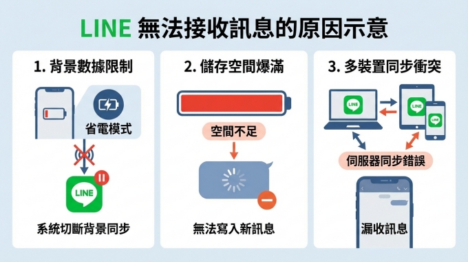 LINE 不能接收訊息