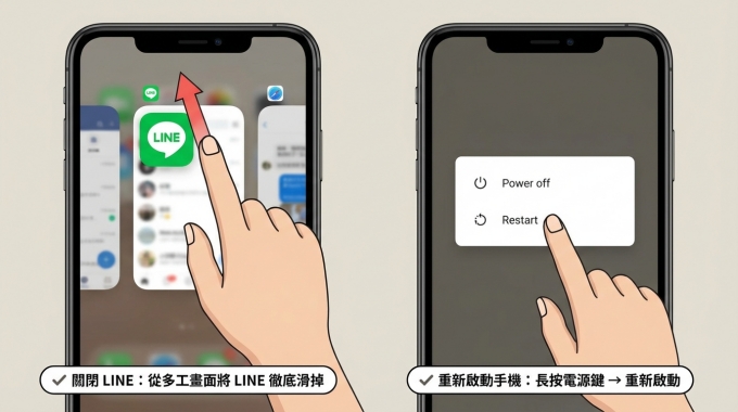 重新啟動 LINE