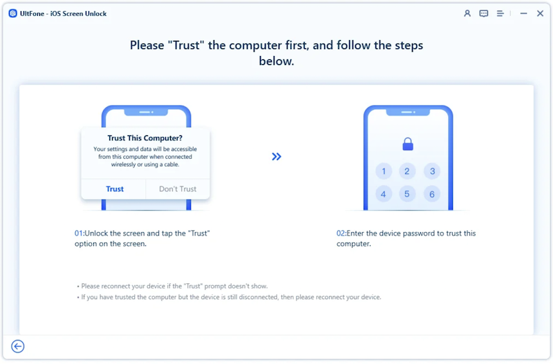 UltFone Toolkit - iOS 螢幕解鎖工具,信任此電腦