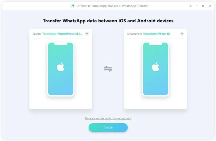 UltFone Transfer WhatsApp備份步驟1
