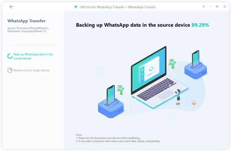 UltFone Transfer WhatsApp備份步驟2